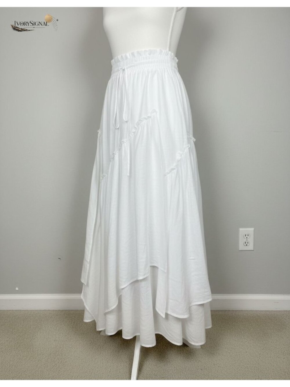 Renaissance Flowy A-Line Maxi Skirt Tiered Viscose Blend